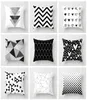 Zwart Wit Geometrische Decoratieve kussenbogen Polyester Warring Kushi -deksel gestreepte kussensloop CushionDecorative9001802