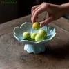 Лотосовая фруктовая тарелка может быть дренированной фруктовой корзиной китайская керамическая закуска закуска