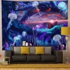 Trippy Sea Tapestry Whale Gelessafish Tapasches Underwater World Mysterious Space Mur suspendu Blue Purple Cosmic Galaxy