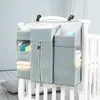 Bärbar baby spjälsäng förvaringspåse multifunktionell nyfödd säng hängande huvudgavel arrangör för barn spädbarn sängkläder sängblöja blöja väska