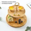 Japanese Bamboo Fruit Plates Set Snack Dishes Cake Stand Bread Dessert Plate Candy Dish Pastry Tray Wood Tableware Decoration