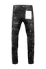 Calça feminina Branda roxa 2024 Jeans vintage High Street Ink Splash Black Wash