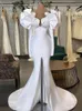 Partykleider Kadisua Weißes Abendkleid Langarm V-Ausschnitt Perlen Satin Split formelle Anlässe Elegante Frauen wunderschöne Abschlussballkleid