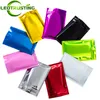 100PCS Glossy Color Aluminum Foil Zipper Bag Flat Resealable Snack Coffee Suagr Candy Biscuit Spice Cereals Tea Storage Pouches