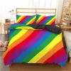 Rainbow Printing Bedding Set Colorful Stripe Comforter Cover Soft Bedding Set Twin King Queen Size 2/3pcs Polyester Quilt Cover