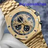 AP Mouvement au poignet Royal Oak Series offshore 26470or Gold Shell Gold Band Chronograph Mens Watch 18K Rose Gold Material 42 mm