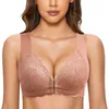 Bras Front Close Bra Lingerie feminino sem aço anel Francês t Back Bra sem costura Bra para Bust Bust Low Sports Bra 240410