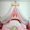 Занавеса короны французская романтическая комара сетка для кровати вышивки для кровати вышивка с двойным мехом шнурок ретро -декоративная пряжа