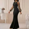 Robes sexy urbaines Femmes Robe de bal Dot Impression See-Through Lantern Manches Sheat Dress-up Round Full Longue Femme Femme Femme Vêtements 24410