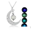 Colliers pendants façonner le collier de lune noctilucence brillance dans les médaillards à huile essentielle foncée chaînes juives pour les femmes cadeaux dro 831