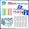 Imprimantes 20 rouleaux utilisent le péripage bleu blanc couleur thermal adhésif photo papier pour papier memobird poooli photo imprimantes fournitures