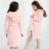 유아 아기 소년 소녀 플란넬 스트링 셀비드 목욕 가운 어린이 잠자기 후드 목욕 로브 나이트 로브 잠옷.