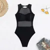 2023 Nieuw solide kleurperspectief Mesh Spicy Girl One Piece Bikini Beauty Back Treangle Hot Spring Swimsuit JT55