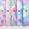 Pastel Colors Rainbow Chunky Glitter Faux Vinyl Fabric with Felt Backing Glitter Sheets For Earrings Bows DIY 21X29CM GM2173B