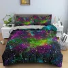 Duvet Cover Colorful Starry Bedding Set Outer Space Comforter Cover Sky Light Printed Bedspread for Kids