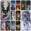 Animal Tiger Phone Case pour Samsung Galaxy A01 A03 Core A02 A10 A20 S A11 A30 A40 A41 A5 2017 A6 A8 plus A7 2018 Couverture noire