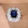 결혼 반지 Huitan Sparkling Blue/White Cubic Zirconia for Women Engagement Party 고귀한 여성 기념일 선물 보석