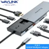 Hubs Wavlink Multifunktionellt USBC -nav med M.2 NVME/SATA SSD -kapsling 8in1 Hybrid Typec Multiport Adapter för Windows, Mac OS