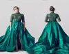 Robes de soirée de train long en vert émeraude 2019 Longue jambe à jambes hautes et robes formelles Femme Vintage Vemps Vestidos de robe de bal vert Vintage 1515354