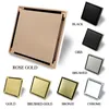 Messing Dusche Abfluss Badezimmer Boden Abfluss Fliesen Einsatz Waschraum Unsichtbare Abflussabdeckung Quadratabfall Boden Abfluss 10 x 10 cm Roségold Gold