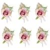 Yo cho roze bruiloft bloem diy bruid corsage polsbloem bruidegom boutonniere bruidsmeisje armband bruidegraaf prom party decoratie