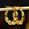 Pendientes de aro Real 18k Gold Twisted Pure Au750 Vintage para mujeres Regalo de joyería fina