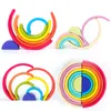 Blocchi arcobaleno arcuati grandi giocattoli in legno arcobaleno naturale impilamento dei blocchi creativi giocattoli Montessori Educational Toys for Kids Baby