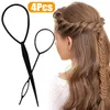 4pcs Ponytail Hair Styling Tools Plastic Needle Pony Pony Topsy Loop Hair Bun Maker Braids Accessoires de beauté