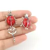 10PCS Morden Style Charms Ladybug Pearl Cage Locket Aromatherapy Diffuser Pendant For Gift Necklace Keychain Jewelry Making