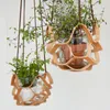 Pu Leather Plant Hanger Hanging Planter Flower Pot Holder Elegant Home Decor för inomhusväxter Kaktus Succulent Home Balcony