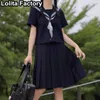 65 cm Longuette JK mundurek ustawiony japońskie kobiety dziewczyny jesienne krótkie/długie rękawowe mundury szkolne college marynarz plisowana spódnica