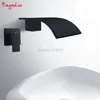 Salle de bain Classic Simple Style Bath Bath Bath Waterfall Water Fixed Spout Robinet W Mixer Square Black Matt Black Combinaison