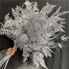 Wedding Silver Series Flowers Leaves Material Stage Party Artificial Flower Row Christmas Theme Floral Arrangement Home Decor