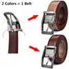 Bälten 1 Mens Reversible Classic Dress Belt Leather Rotating Buckle 2-in-1 Made of Beltoxc240410