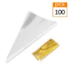 100pcs Triangle Candy Bag Self Adhesive Cookies Bag DIY Christmas Tree Gift Bag for Halloween Xmas Party Candy Food Packaging