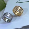 High End Vancefe Brand Designer Rings for Women v Gold Plated Gold Quality Kaleidoscope Ring High Carbon Diamond Lucky Grass Bead Senior Brand Logo Designer Jewelry