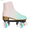 Patines en línea tamaño 32 zapatos de patines de doble fila de gamuza verde rosa verde para adultos y niños 4 ruedas patines dobles patines cuádruples entrenador Y240410