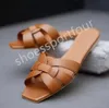 Summer Designer Women 2024 Slippers bears Holiday Cross knit Woven High-Heeled fashion Flat slipperfreight Rubber Slides Sandal Flat Beach Shoes