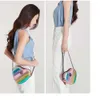 Bolsa feminina em forma de coração com corrente contrastante de splicing de cores, bolsa de crossbody de ombro único, fábrica de ferimentos