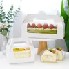 StoBag-Handle Cake Packing Boxes Towel Roll Swiss Roll Wedding Birthday Party Farvor Handmake Gift with Transparent Window 10Pcs