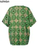 Plus Size 5XL VONDA Women Blouse Bohemian Printed Tops Summer Vintage VNeck Fashion Shirts Bat Sleeve Casual Loose Blusas 240403