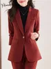 Damespakken Yitimuceng Slim Blazers For Women 2024 Mode Turn Down Collar Long Sleeve Coats Office Ladies Single Button Casual Jacket