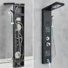 Rozin Led Banyo Duş Musluğu LCD Siyah Yağış Duş Paneli Duvar Monte 5 Mod Masaj Jet Duş Sütun Mikseri Musluk