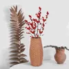 Rattan Vase Woven Flower Simple Plant Decor Wicker Holder PVC Imitation Containers Office Vintage 240329