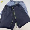 Tungt tyg tvättat toppkvalitet män kvinna casual dragstring överdimensionerade byxor sommarshorts