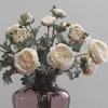 装飾的な花3pcs/set flowercup land lotusレトロ油絵の牡丹ウェディングホームモデルルームの装飾のシミュレーション
