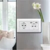 EIOMR EU Standard USB Socket AC 110V-250V 16A avec porte de sécurité blanche Nouveau panneau de PC ignifuge 146 * 86 mm Pobite intégrée murale