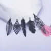 12st mässing Black White Feather Leaf smycken charms DIY Making Earring smyckesfynd