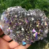 Rainbow Angel Aura, Crazy Amethyst, Natural Quartz Crystal, Rough Laling Stone for Children Gifts, 1pc