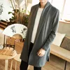 Trench maschile 2024 primavera e autunno Cardigan Cinese Solido Colore retrò Hanfu Capocoliolo Collar a metà lunghezza Slim